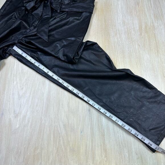 Commando Black Faux Leather Vegan High Waisted Belted Paperbag Pants XL - Picture 11 of 13